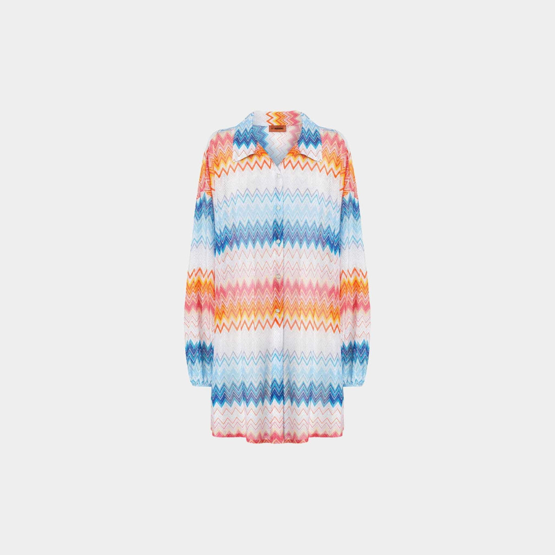 Oversized Shirt In Zigzag Lame Viscose Blend