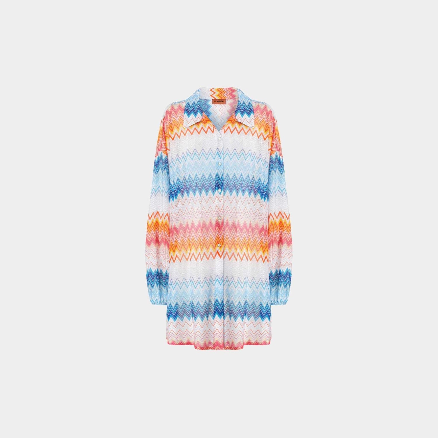 Oversized Shirt In Zigzag Lame Viscose Blend
