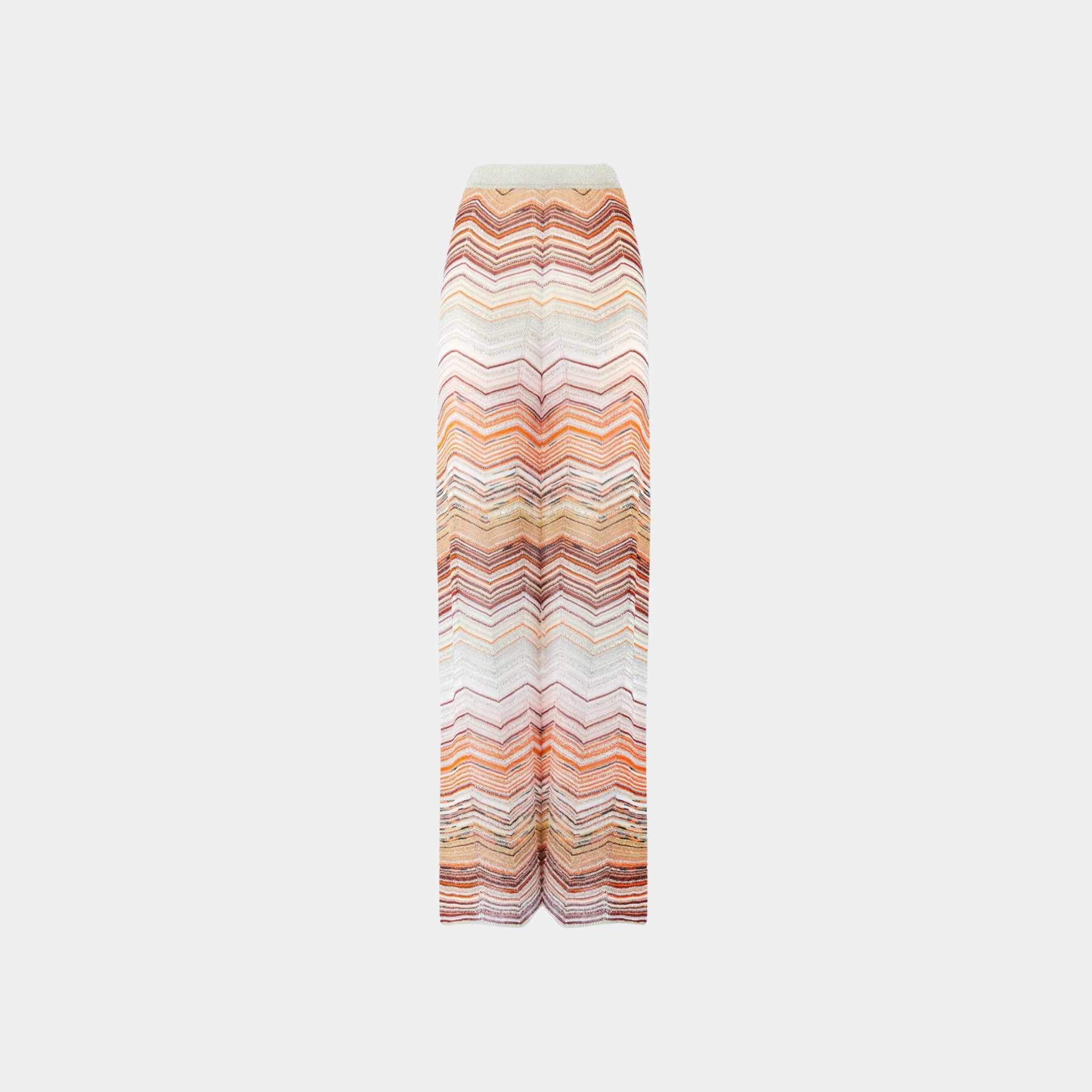 Palazzo Chevron Lame Trousers With Sequins