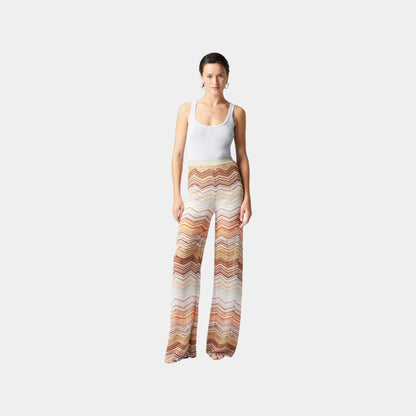 Palazzo Chevron Lame Trousers With Sequins