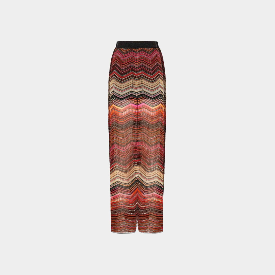Palazzo Chevron Lame Trousers With Sequins