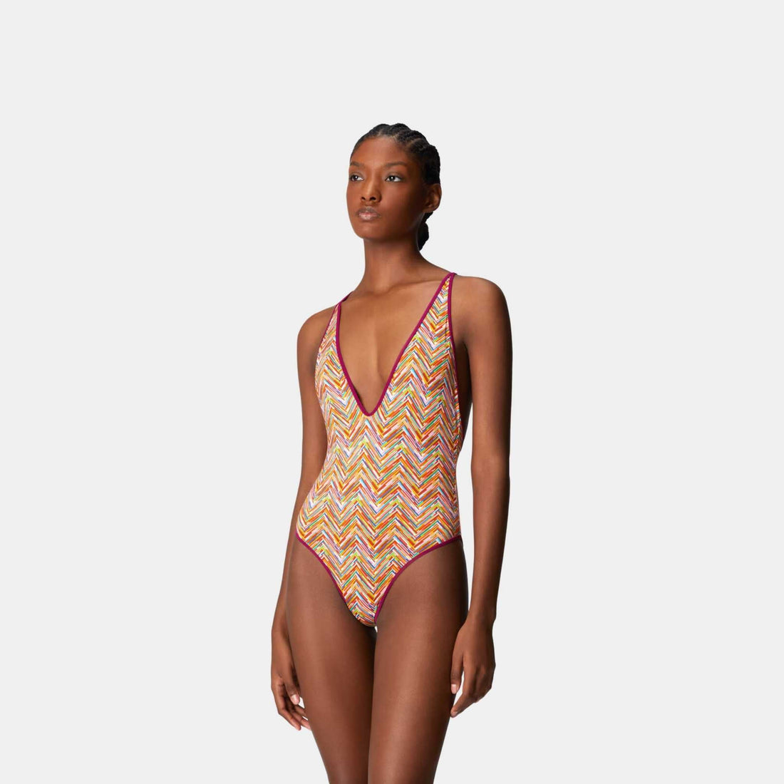 Reversible One Piece Swimsuit With Print And V Neck