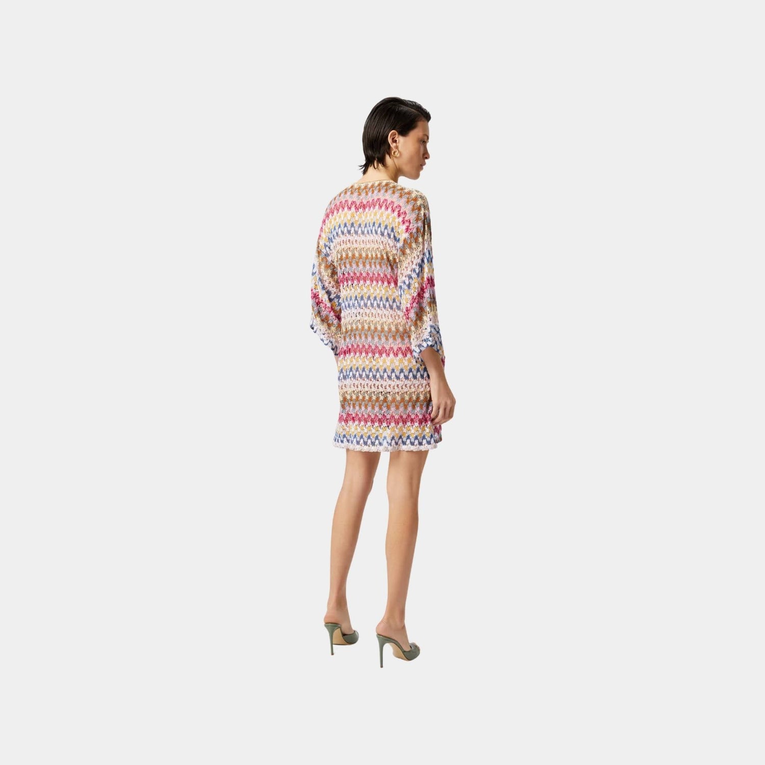 Short Cover Up Caftan In Lame Viscose Lace