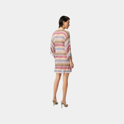 Short Cover Up Caftan In Lame Viscose Lace