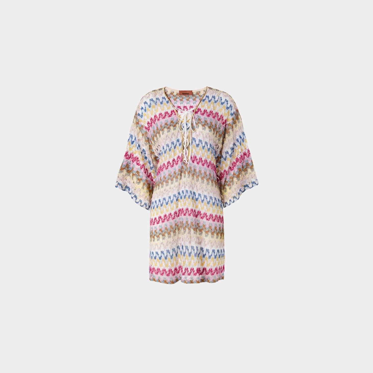 Short Cover Up Caftan In Lame Viscose Lace