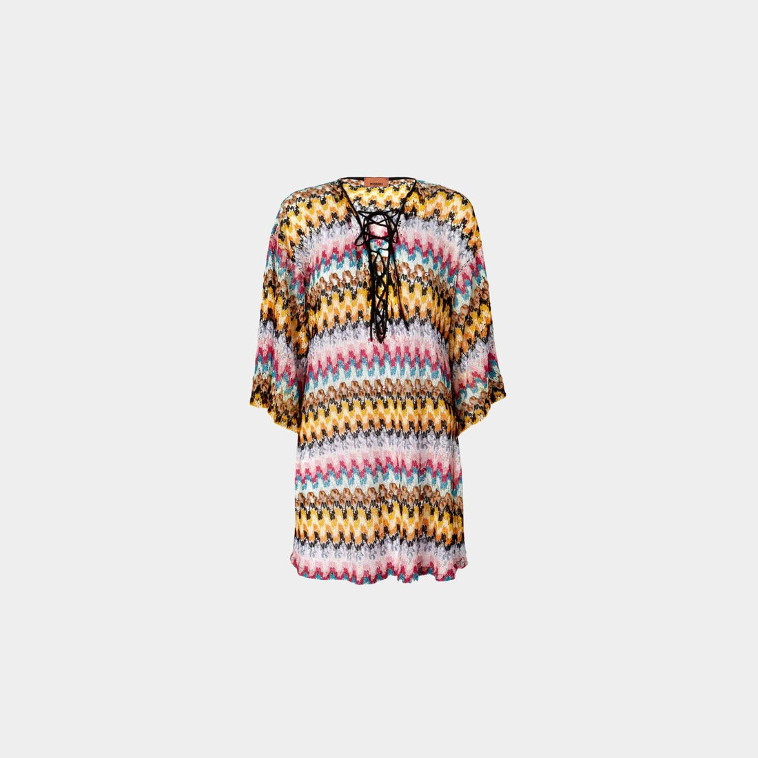 Short Cover Up Caftan In Lame Viscose Lace
