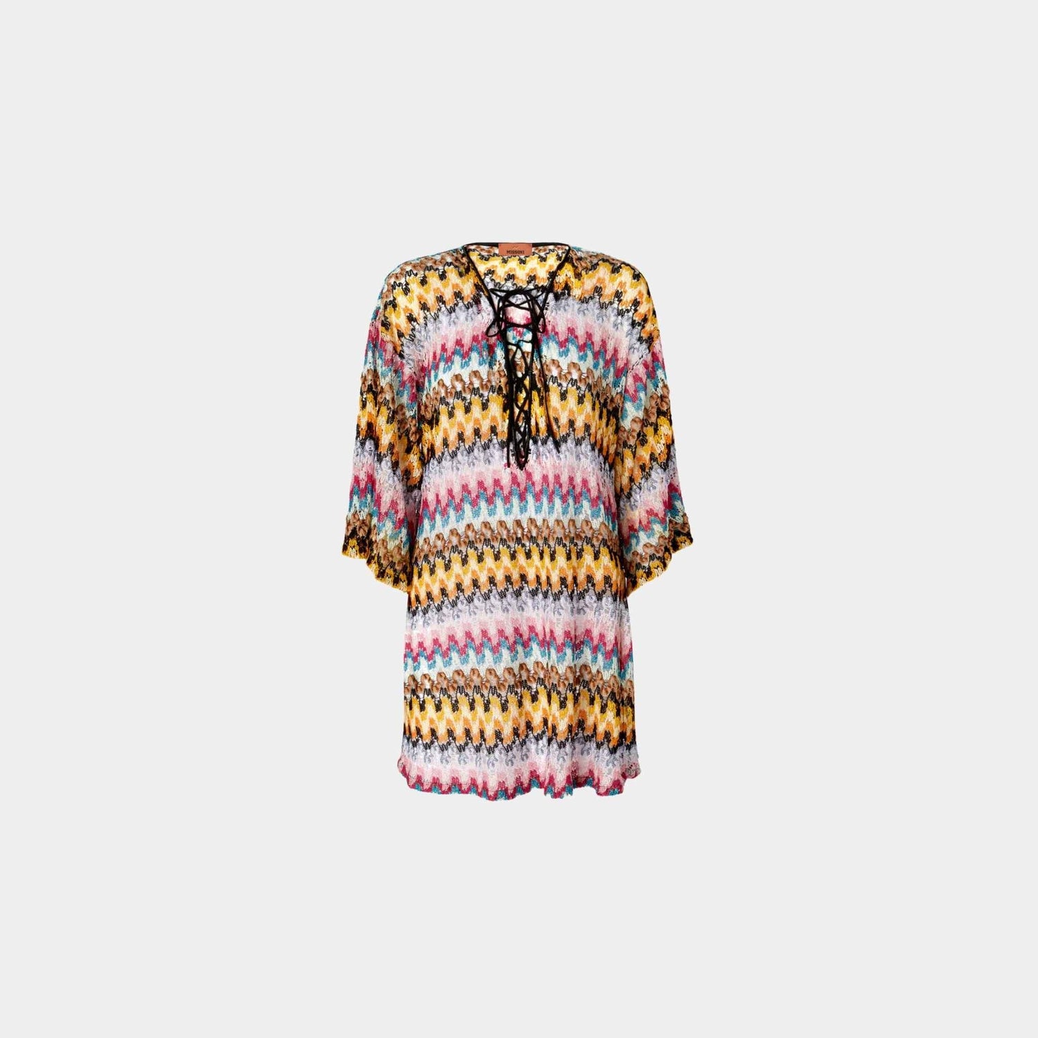 Short Cover Up Caftan In Lame Viscose Lace