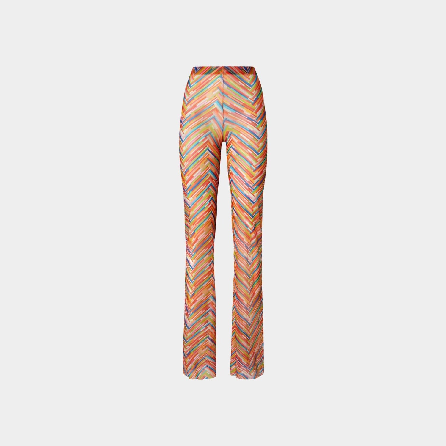 Straight Trousers In Printed Tulle