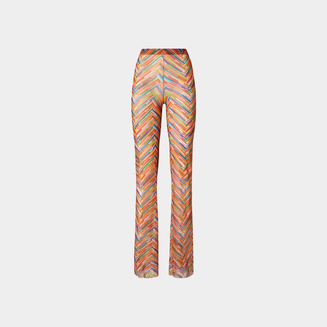 Straight Trousers In Printed Tulle