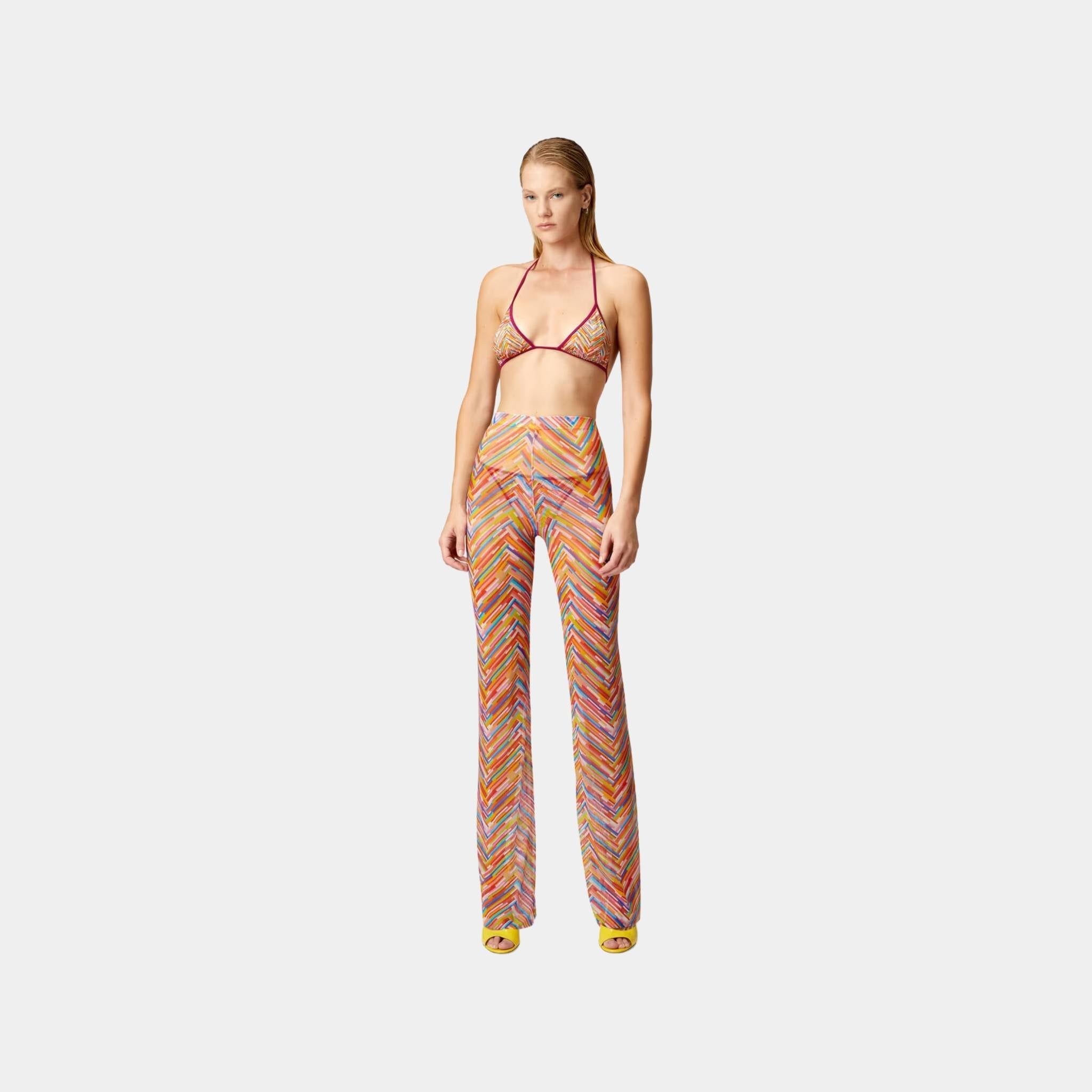 Straight Trousers In Printed Tulle