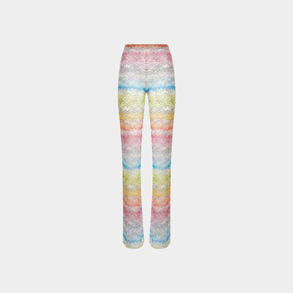 Straight Trousers In Printed Tulle