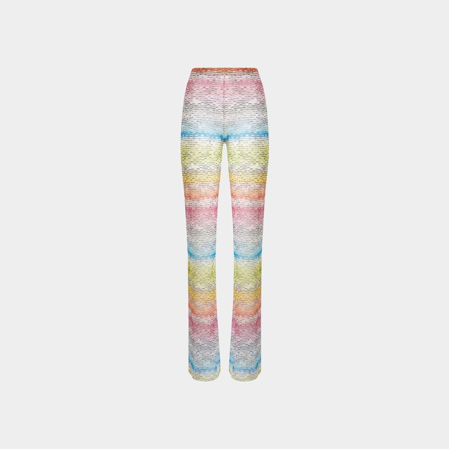 Straight Trousers In Printed Tulle