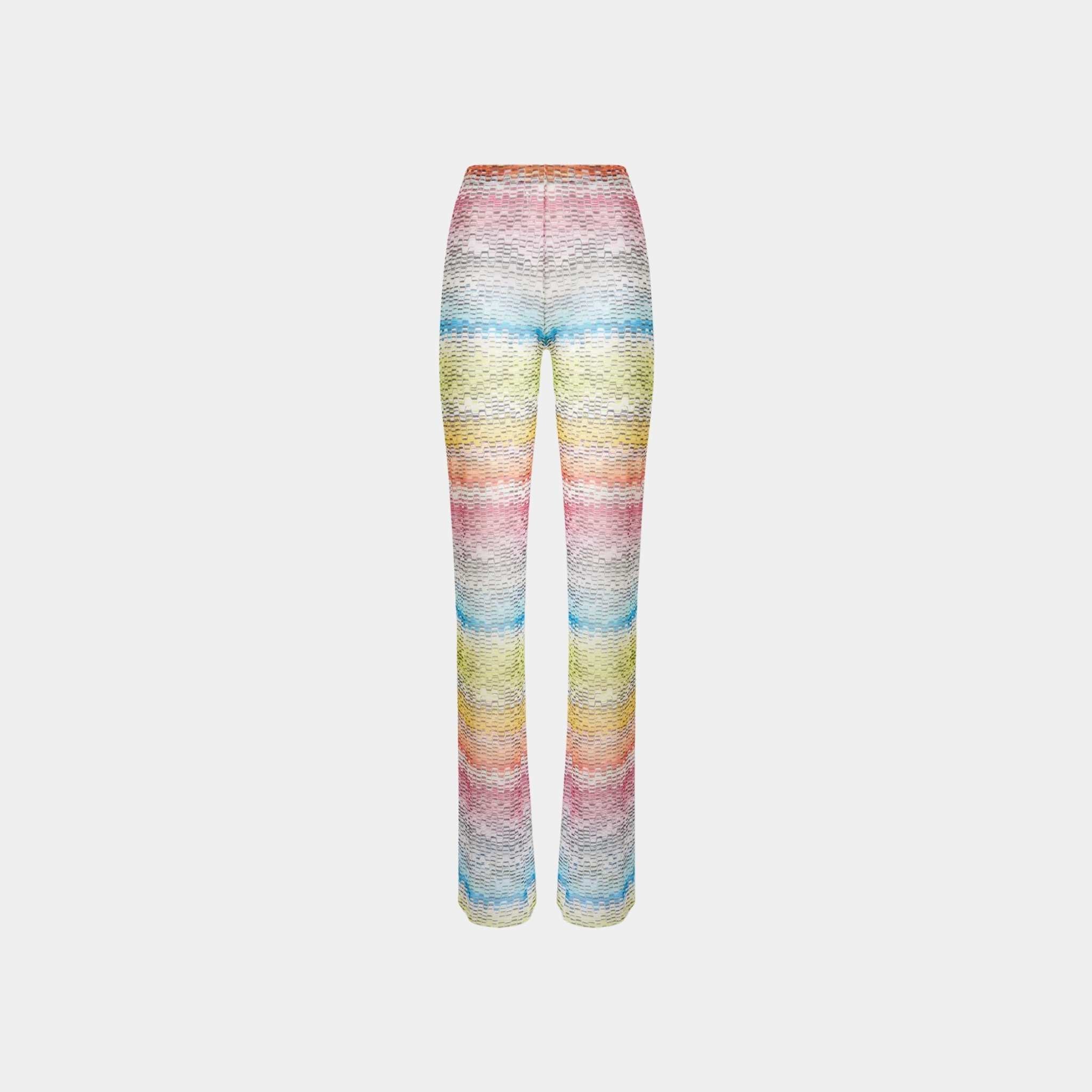 Straight Trousers In Printed Tulle