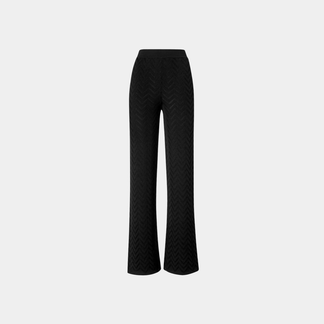 Tonal Chevron Pattern Straight Trousers