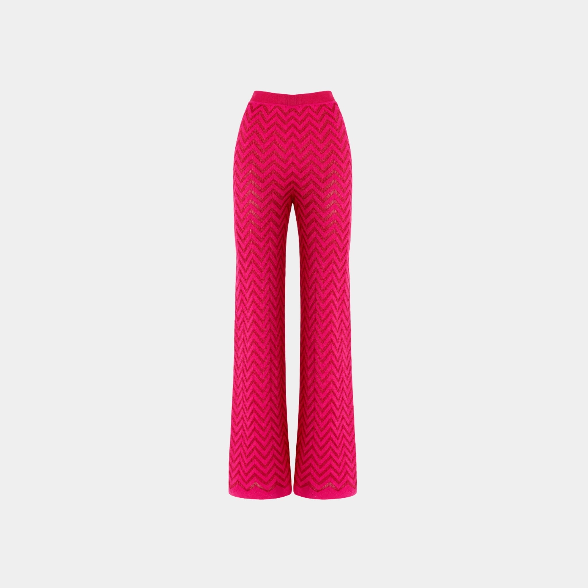 Tonal Chevron Pattern Straight Trousers