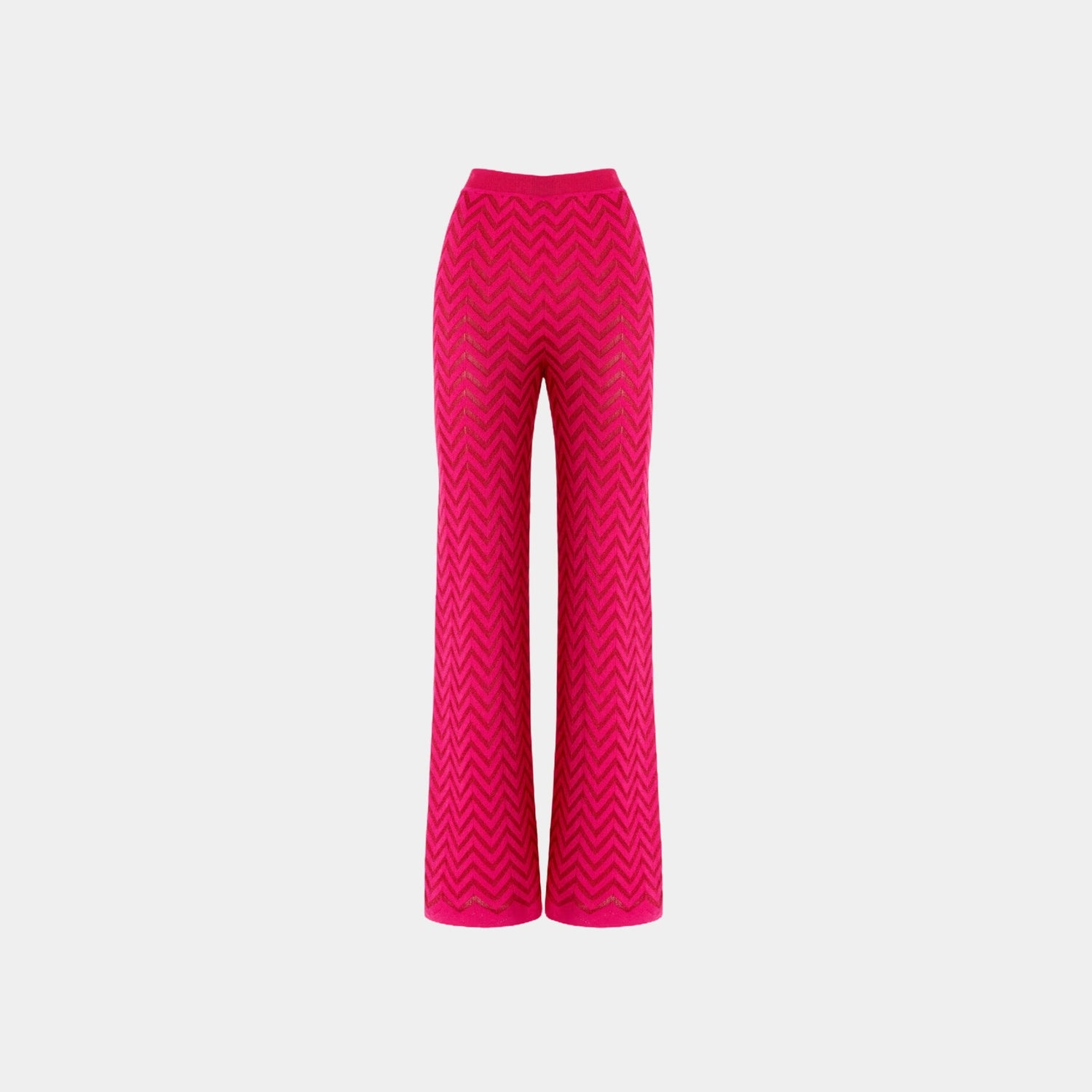 Tonal Chevron Pattern Straight Trousers
