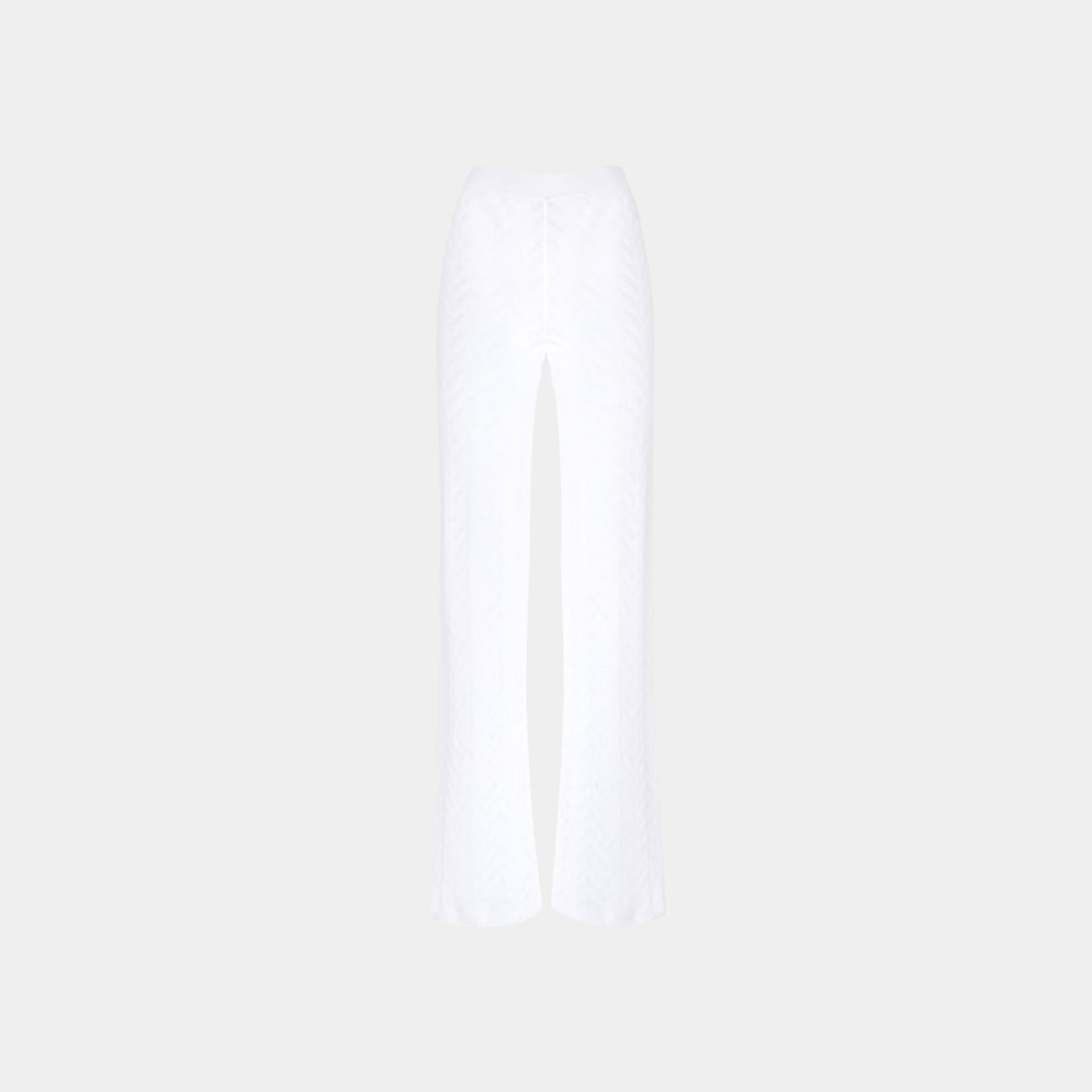 Tonal Chevron Pattern Straight Trousers