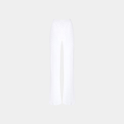 Tonal Chevron Pattern Straight Trousers