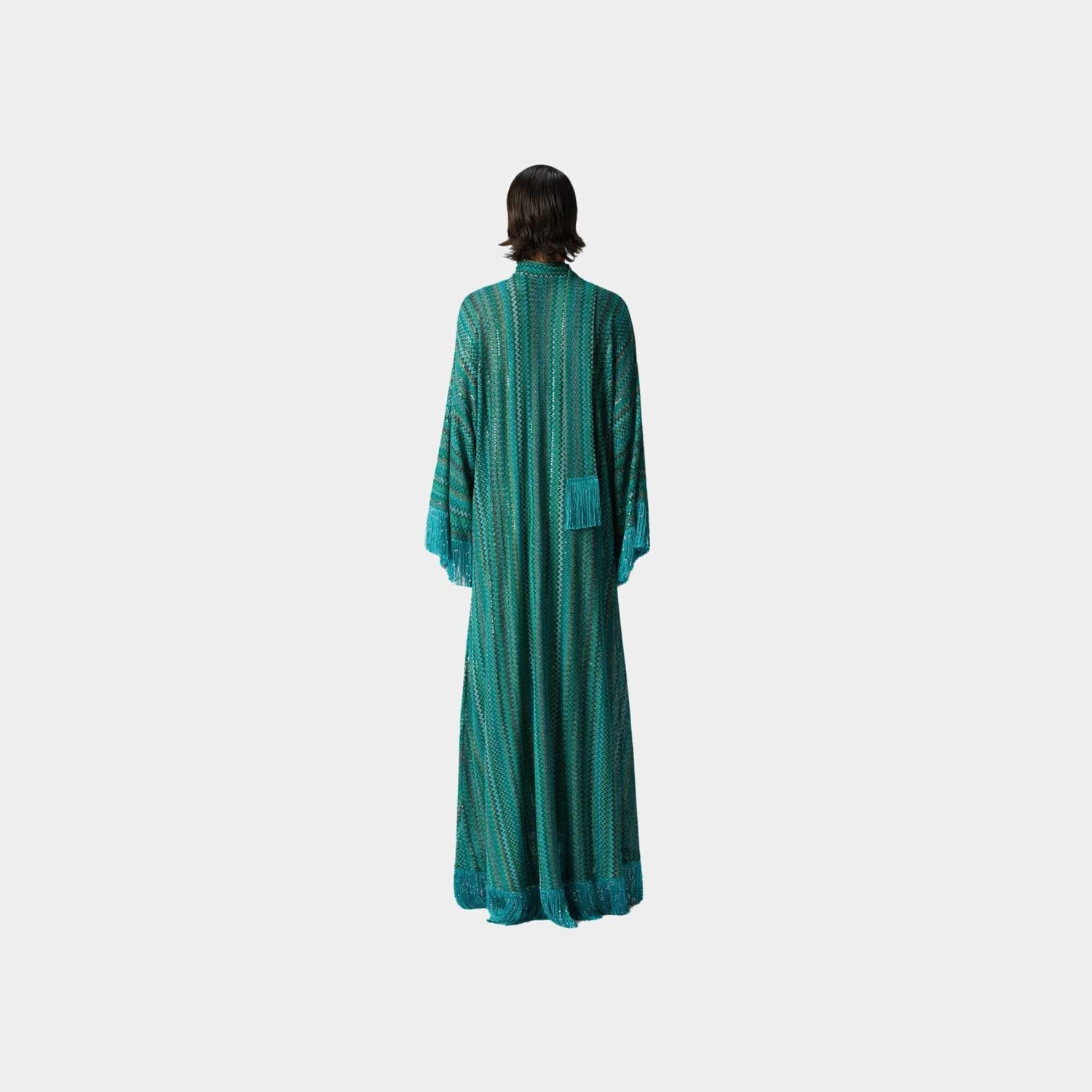 Zigzag V Neck Kaftan And Removable Scarf