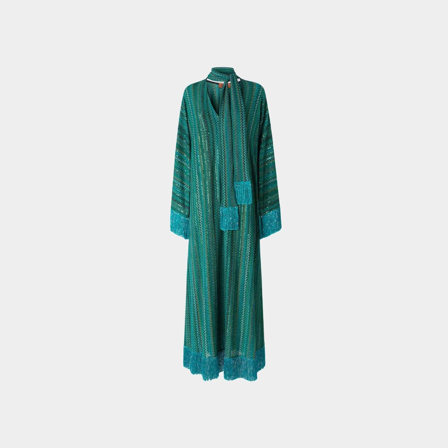 Zigzag V Neck Kaftan And Removable Scarf