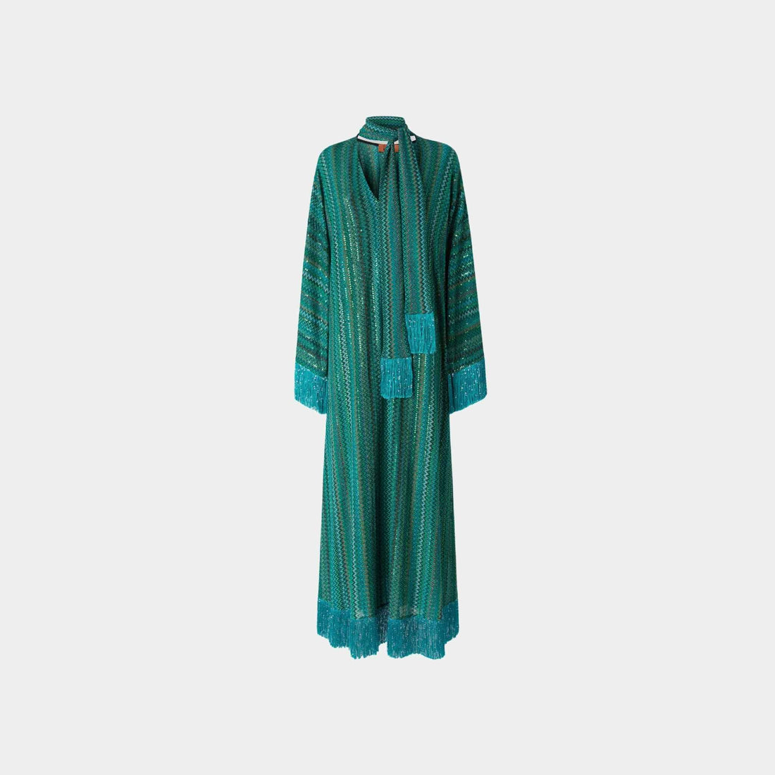 Zigzag V Neck Kaftan And Removable Scarf