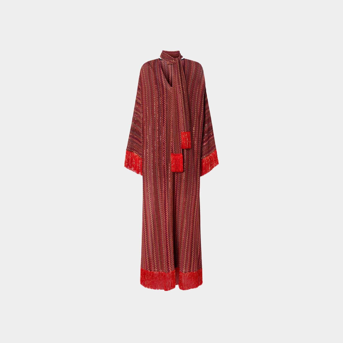 Zigzag V Neck Kaftan And Removable Scarf