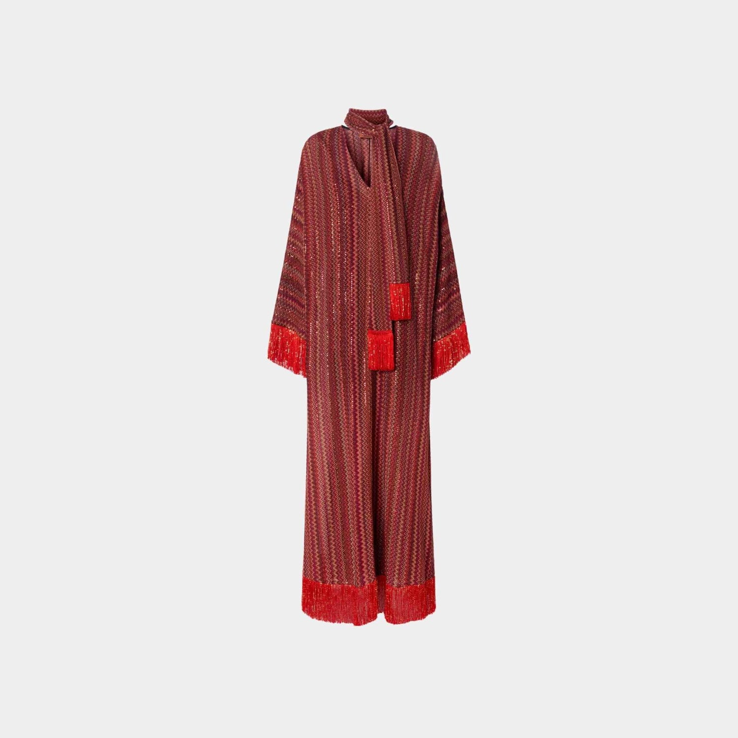 Zigzag V Neck Kaftan And Removable Scarf