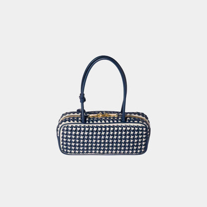 Beau Calfskin Leather Bag with Two-tone Motif