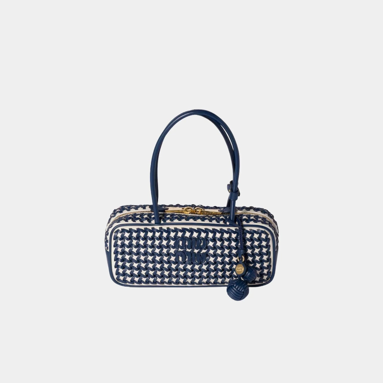 Beau Calfskin Leather Bag with Two-tone Motif