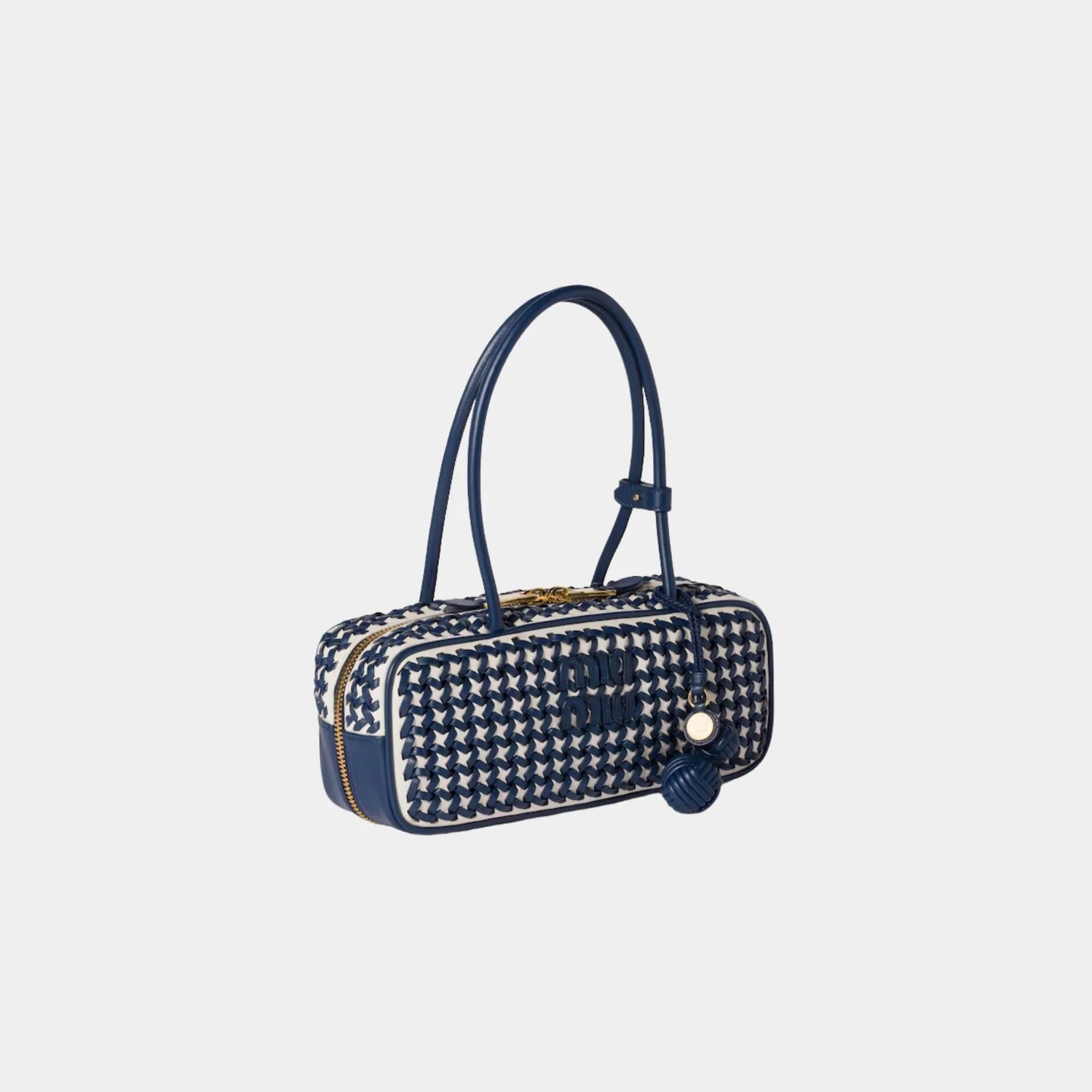 Beau Calfskin Leather Bag with Two-tone Motif