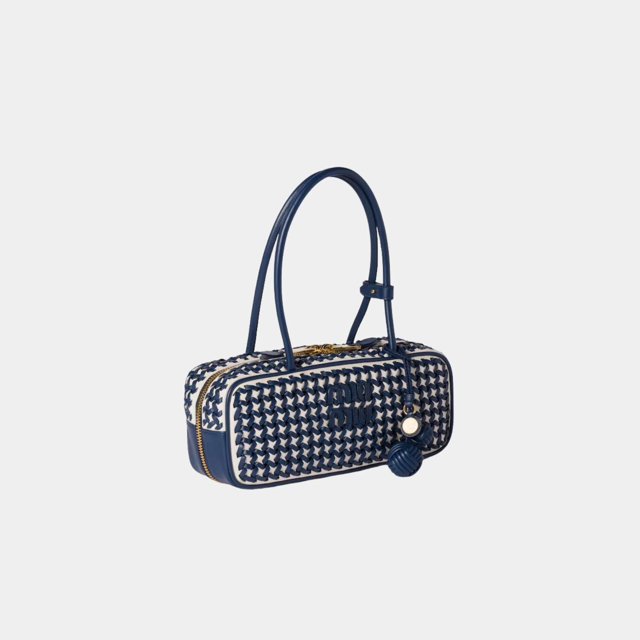 Beau Calfskin Leather Bag with Two-tone Motif