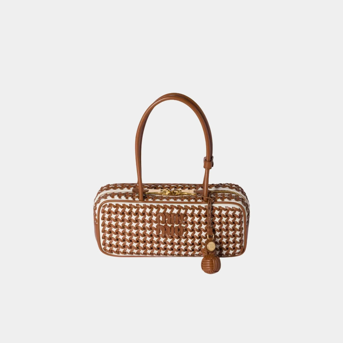 Beau Calfskin Leather Bag with Two-tone Motif