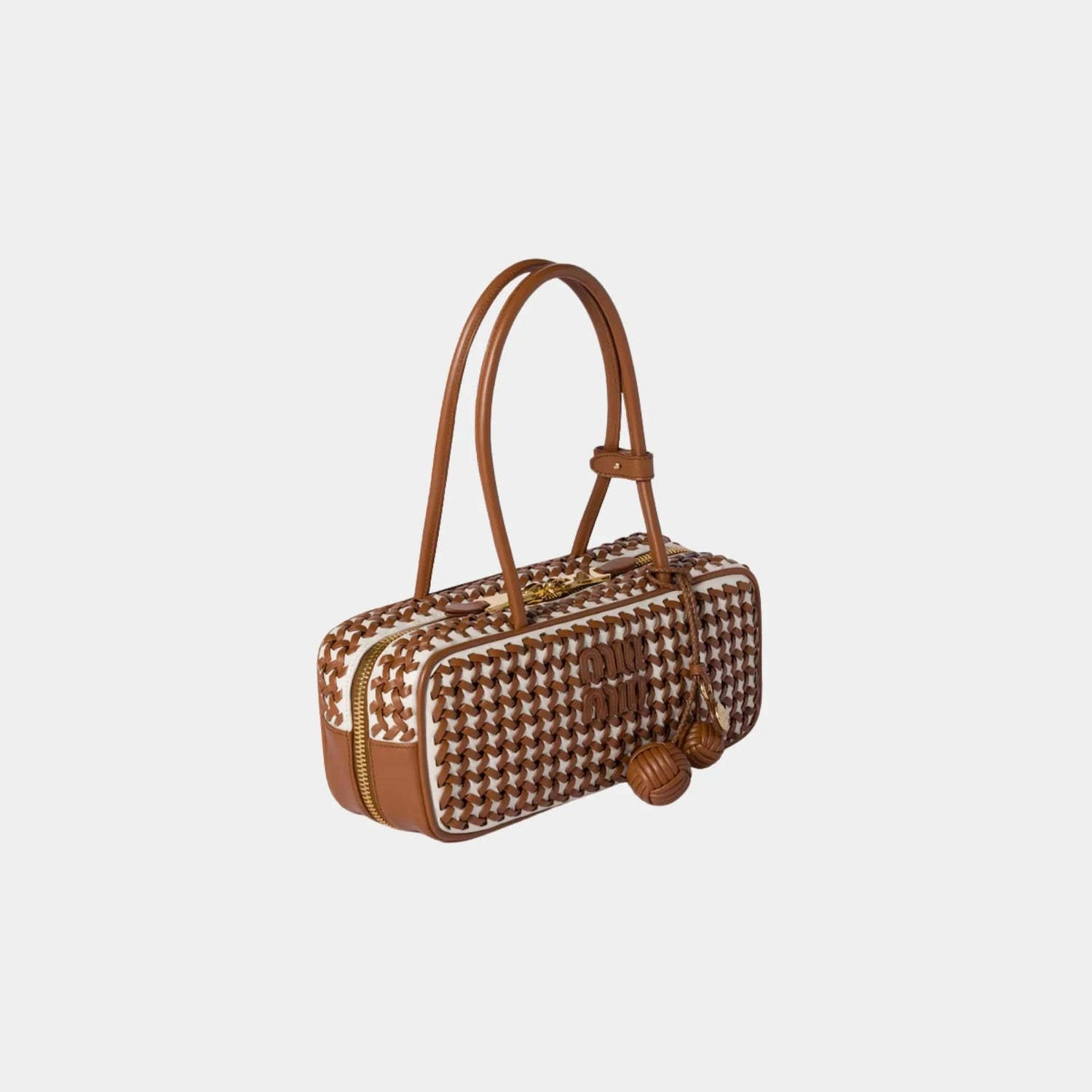 Beau Calfskin Leather Bag with Two-tone Motif