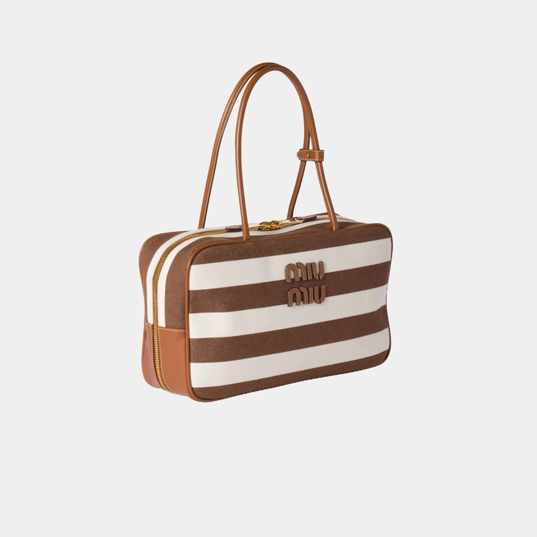 Beau Canvas and Leather Bag Stripe Motif