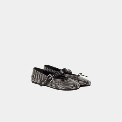 Calf Leather Ballerina Flats With Studs