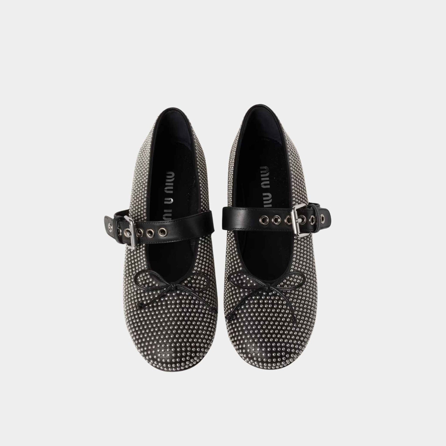 Calf Leather Ballerina Flats With Studs