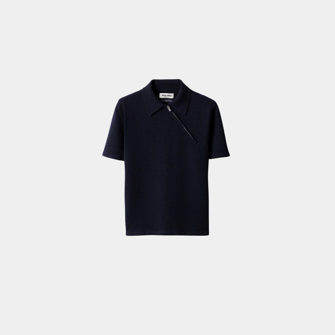 Cashmere Polo Shirt with Side Zipper Detail