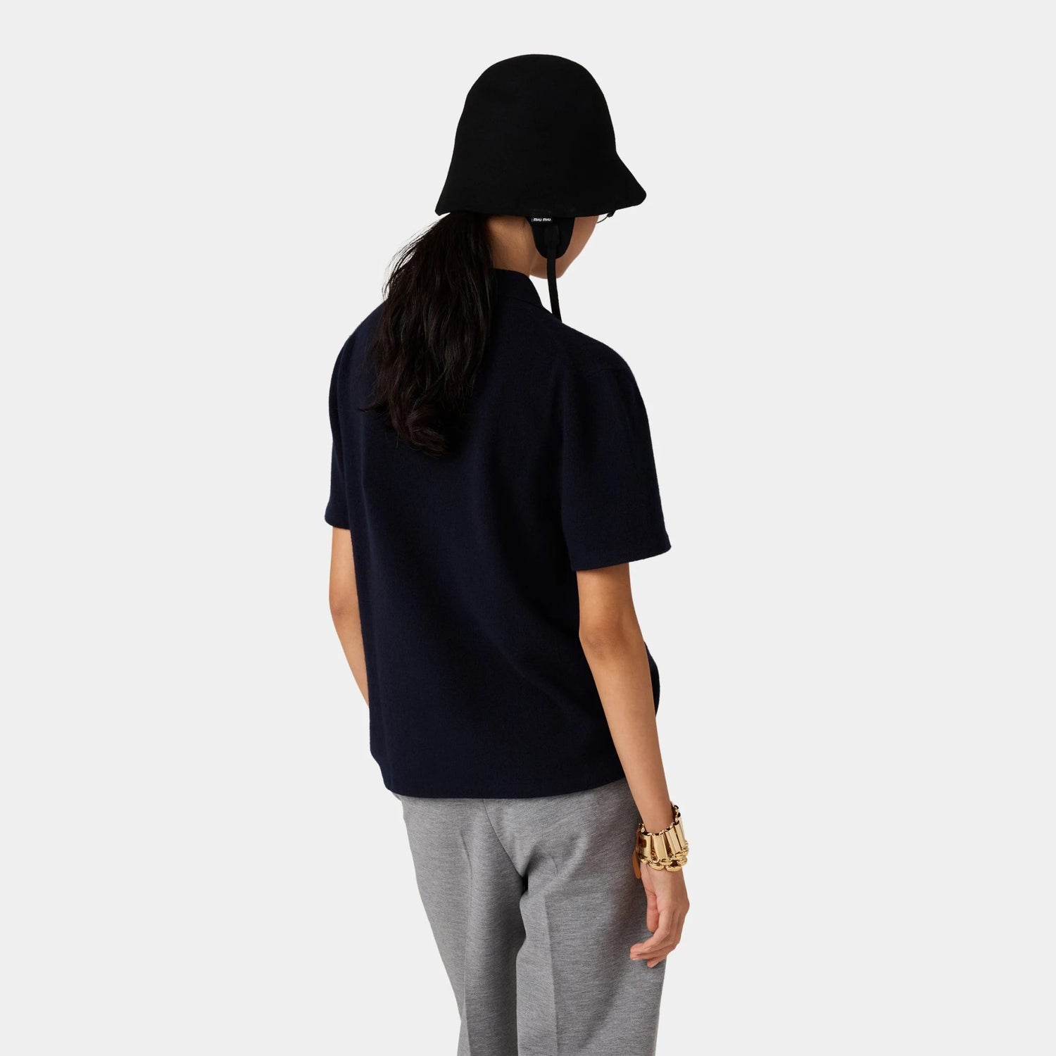 Cashmere Polo Shirt with Side Zipper Detail