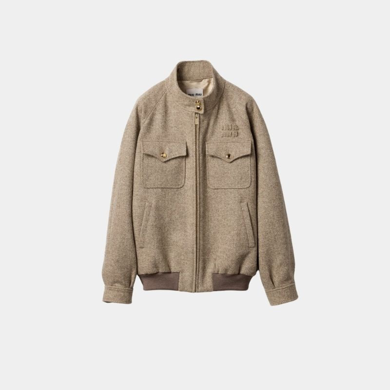 Chevron Blouson Jacket Khaki