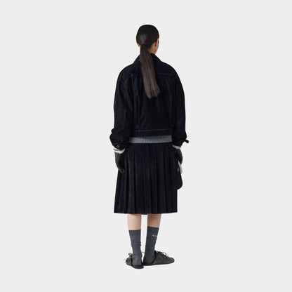 Flocked Chambray Blouson Jacket Black
