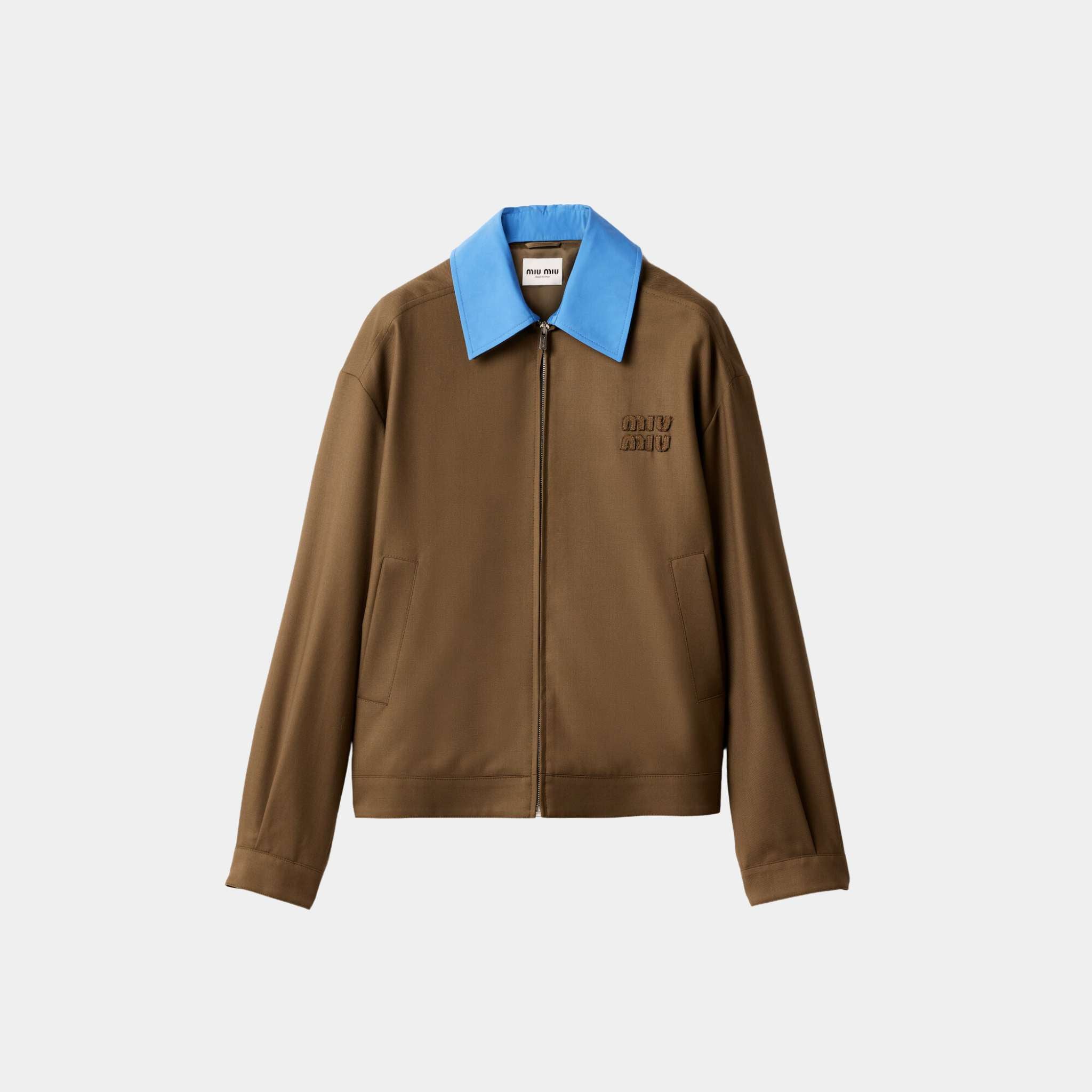 Gabardine Blouson Jacket With Poplin Collar Tundra
