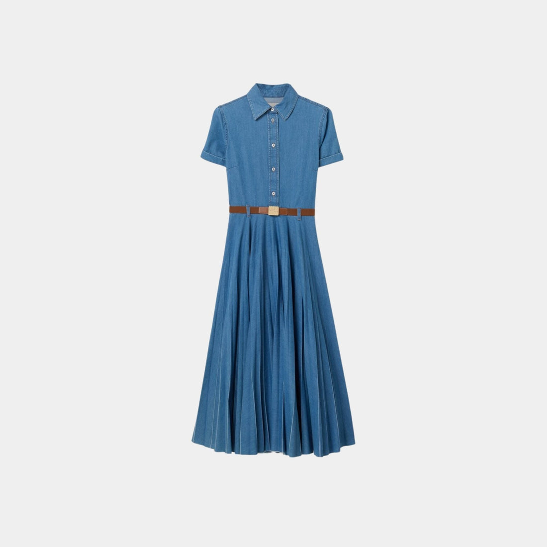 Long Denim Dress With Belt