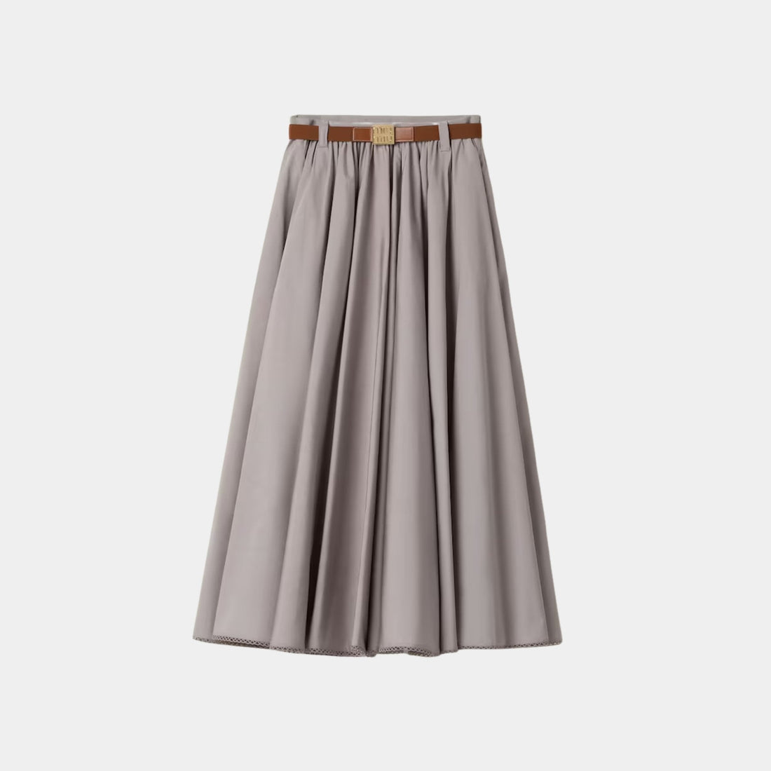 Long Poplin Skirt With Belt