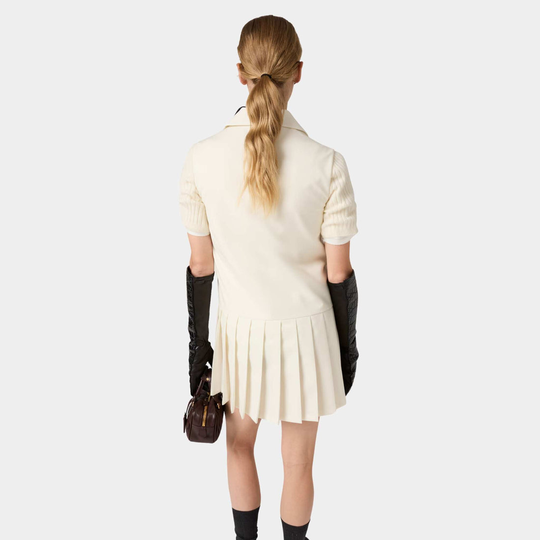 Mohair Fabric Mini Dress Natural