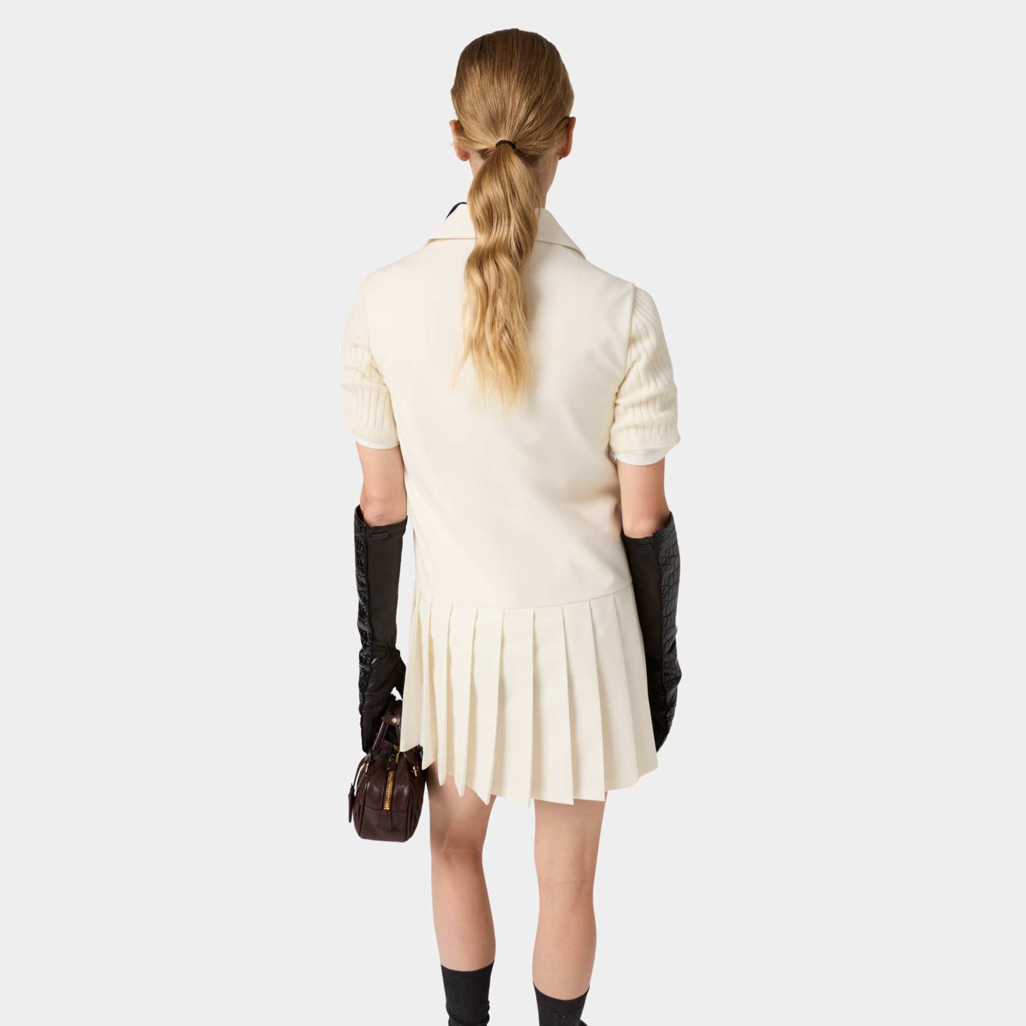 Mohair Fabric Mini Dress Natural