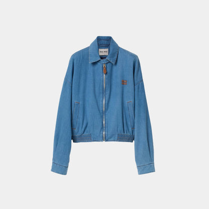 Oversized Denim Blouson Jacket Sapphire Blue