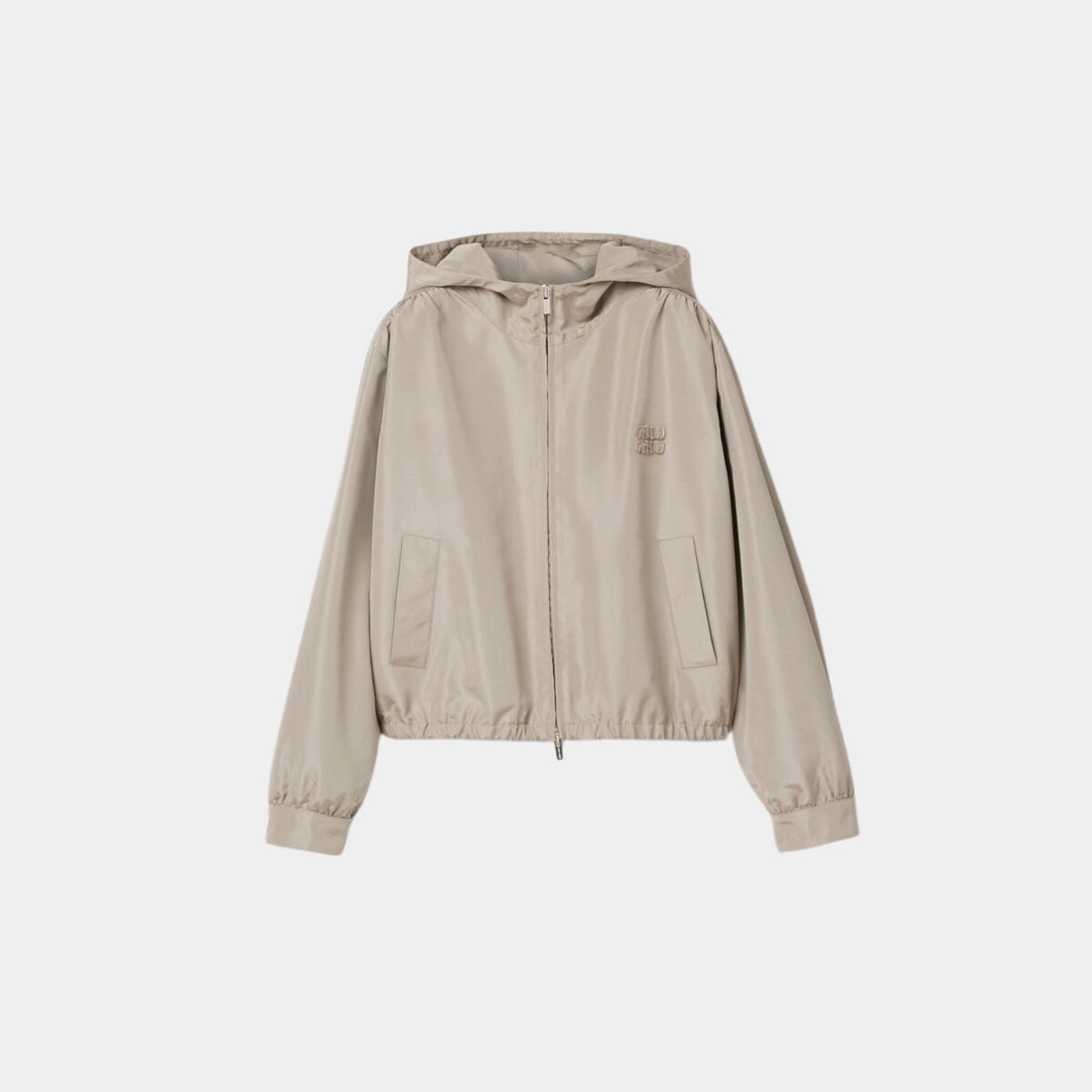 Silk Faille Blouson Jacket With Hood