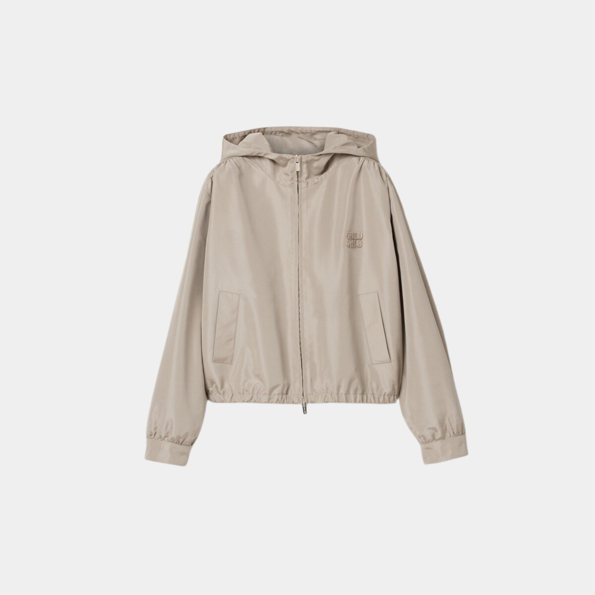 Silk Faille Blouson Jacket With Hood