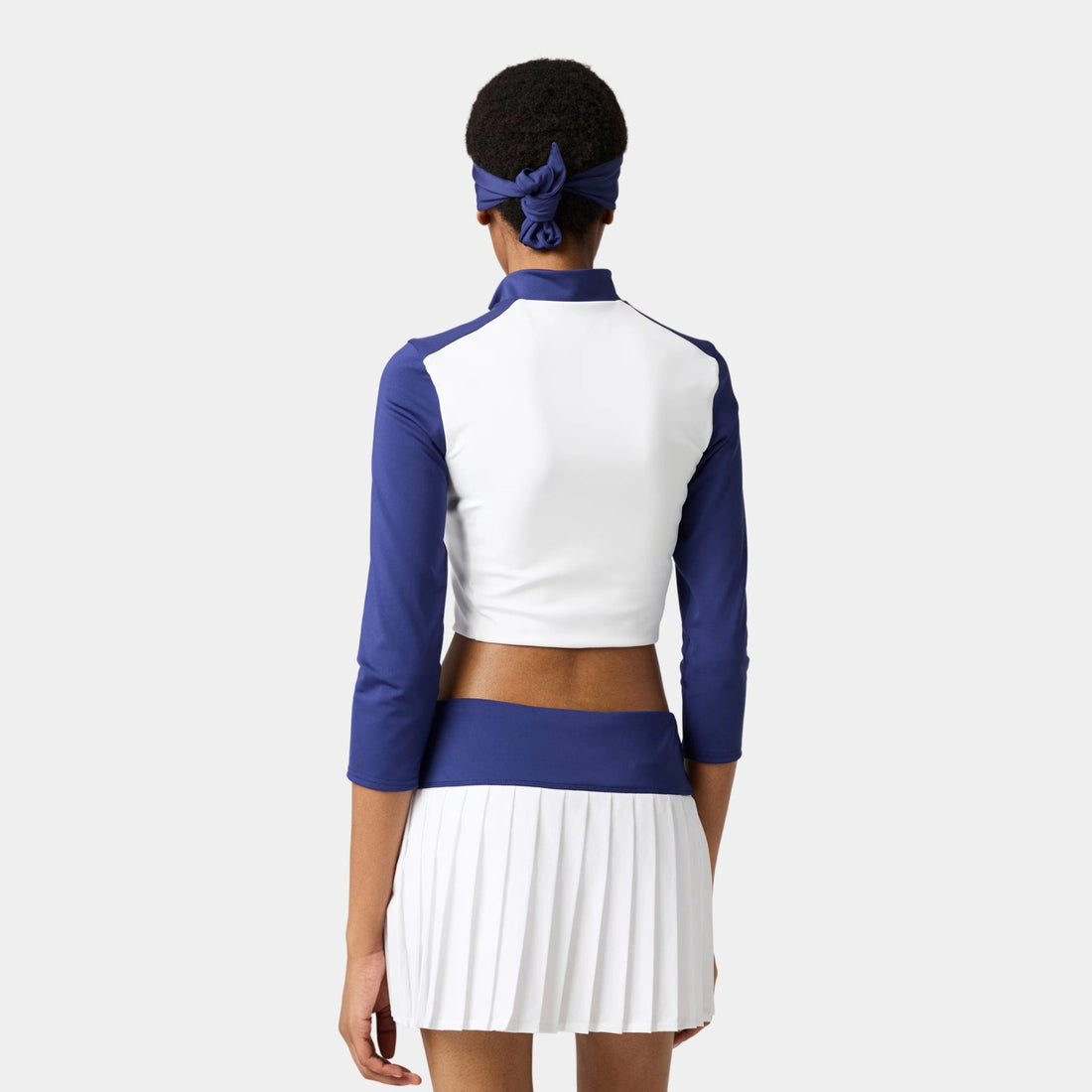 Stretch Technical Jersey Pleated Miniskirt