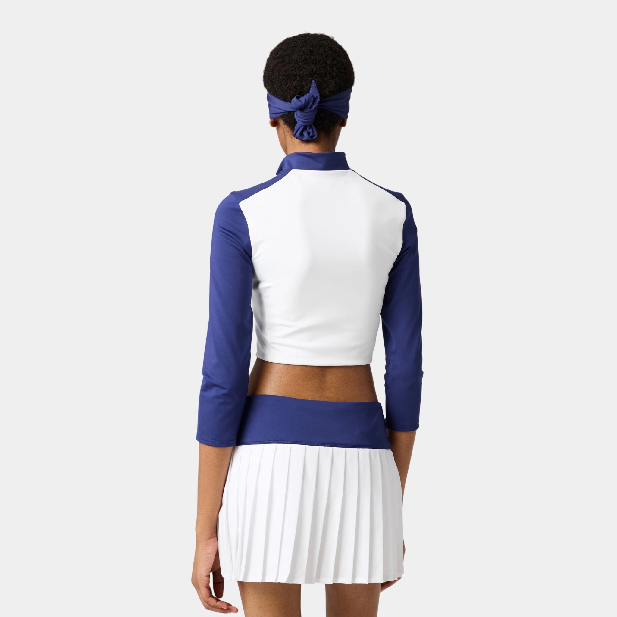 Stretch Technical Jersey Pleated Miniskirt